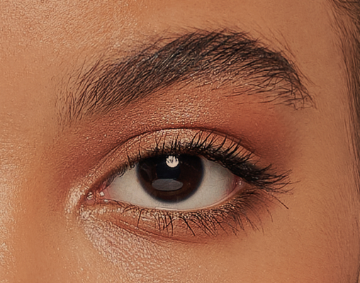 An upper lid drooping low over the pupil